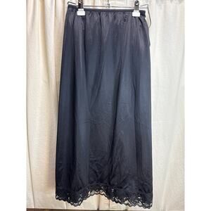 Enchanted Black Skirt Slip Lace Edging Nylon Made In USA Women's Size 22 / 24